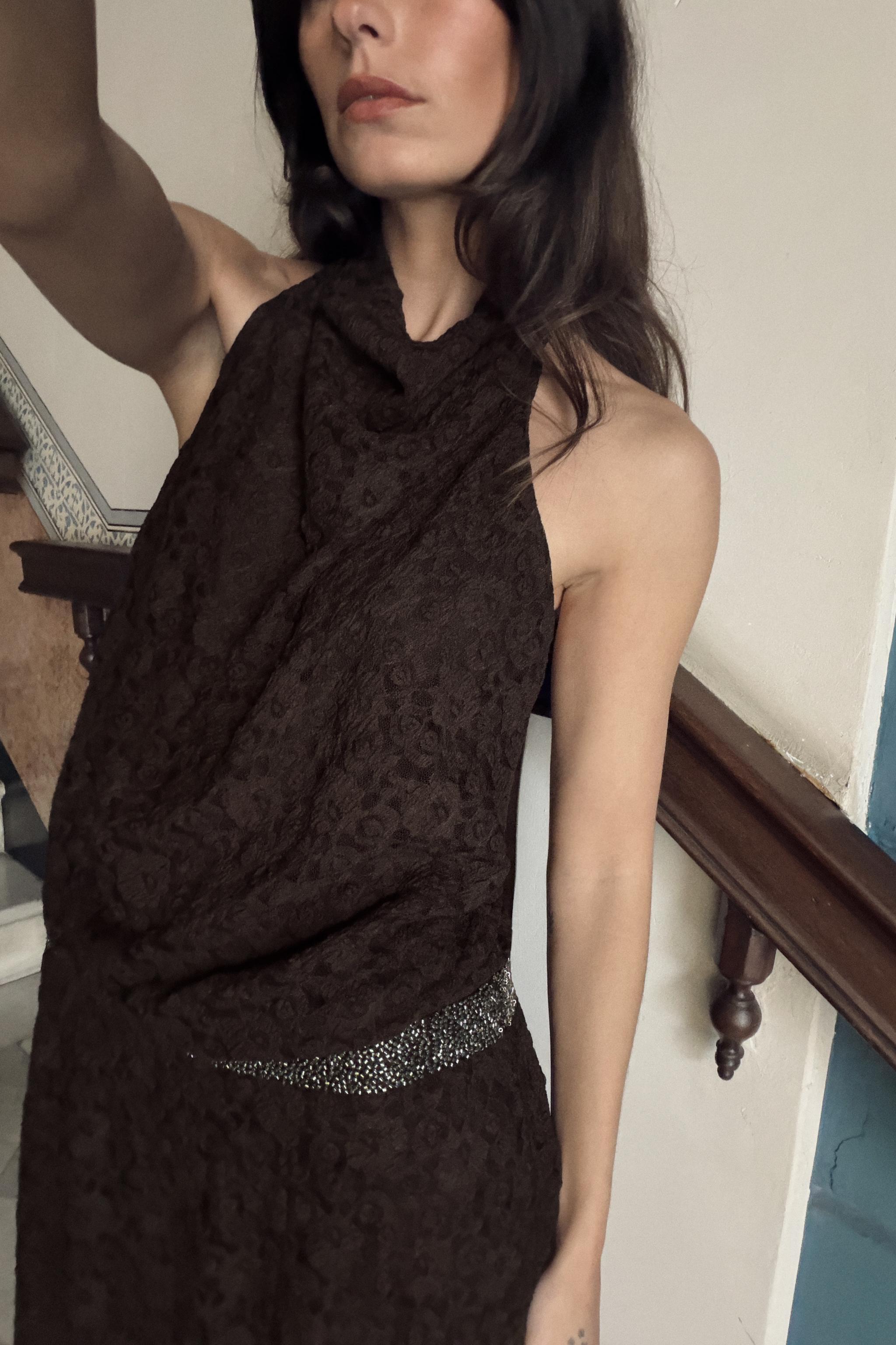 ROBE HALTEUR DENTELLE BRILLANTS